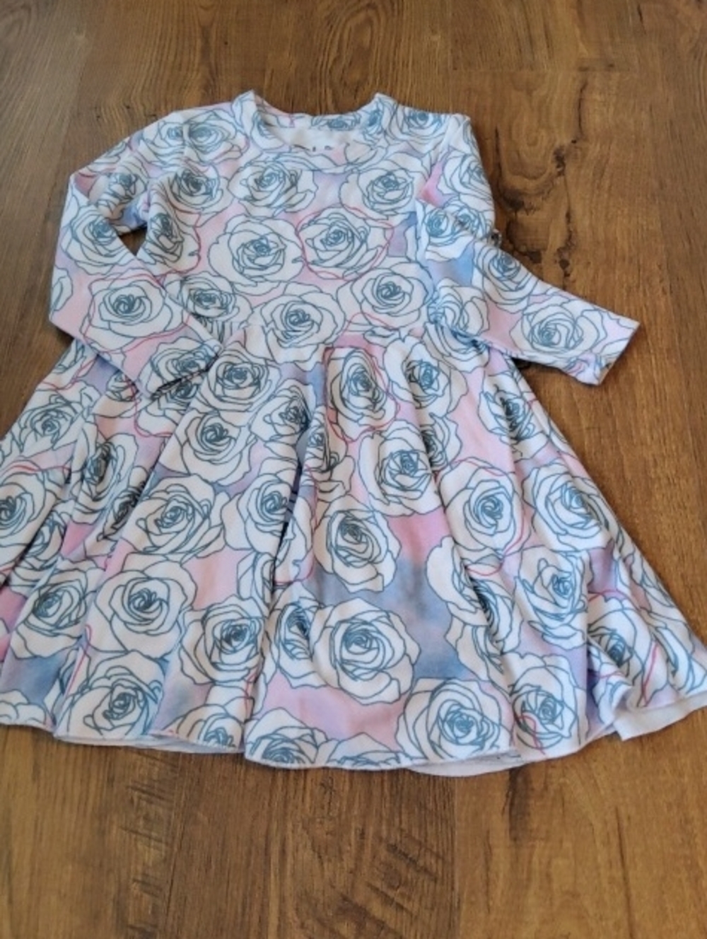 Chaser Girls Recycled Rose-Print Long Sleeve Dress Size 6 NWT